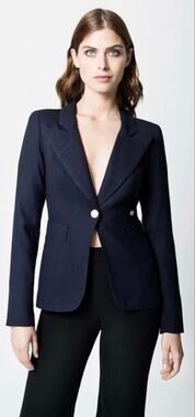 Smythe Classic Duchess Blazer Wool Blend Navy Blue size 4